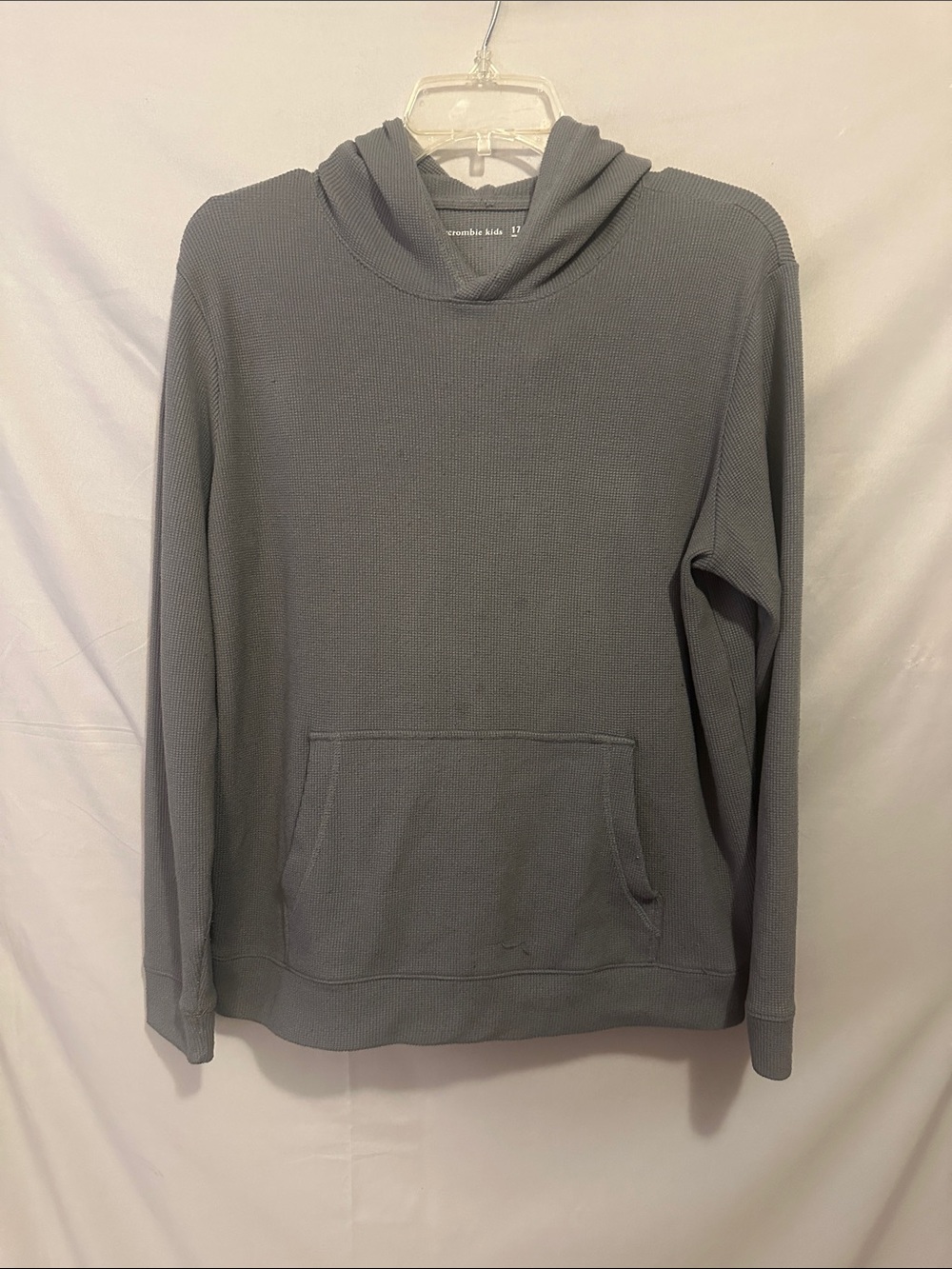 abercrombie kids Gray Hooded Waffle-Knit Pullover